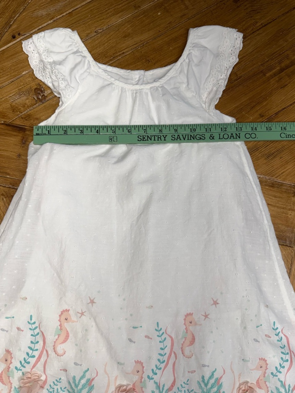Cupcakes and Cashmere Girls Seahorse Dress Size 7 White Cotton Eyelet - Picture 10 of 13